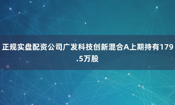 正规实盘配资公司广发科技创新混合A上期持有179.5万股